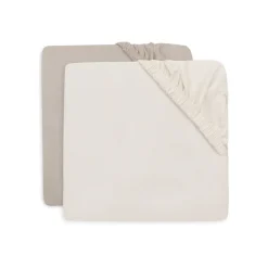 Lot de 2 draps housses 70 x 140 cm jersey oatmeal et sand