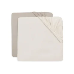 Lot de 2 draps housses 40x80 cm jersey oatmeal et sand