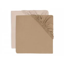 Lot de 2 draps housses 60x120 cm jersey wild rose et biscuit