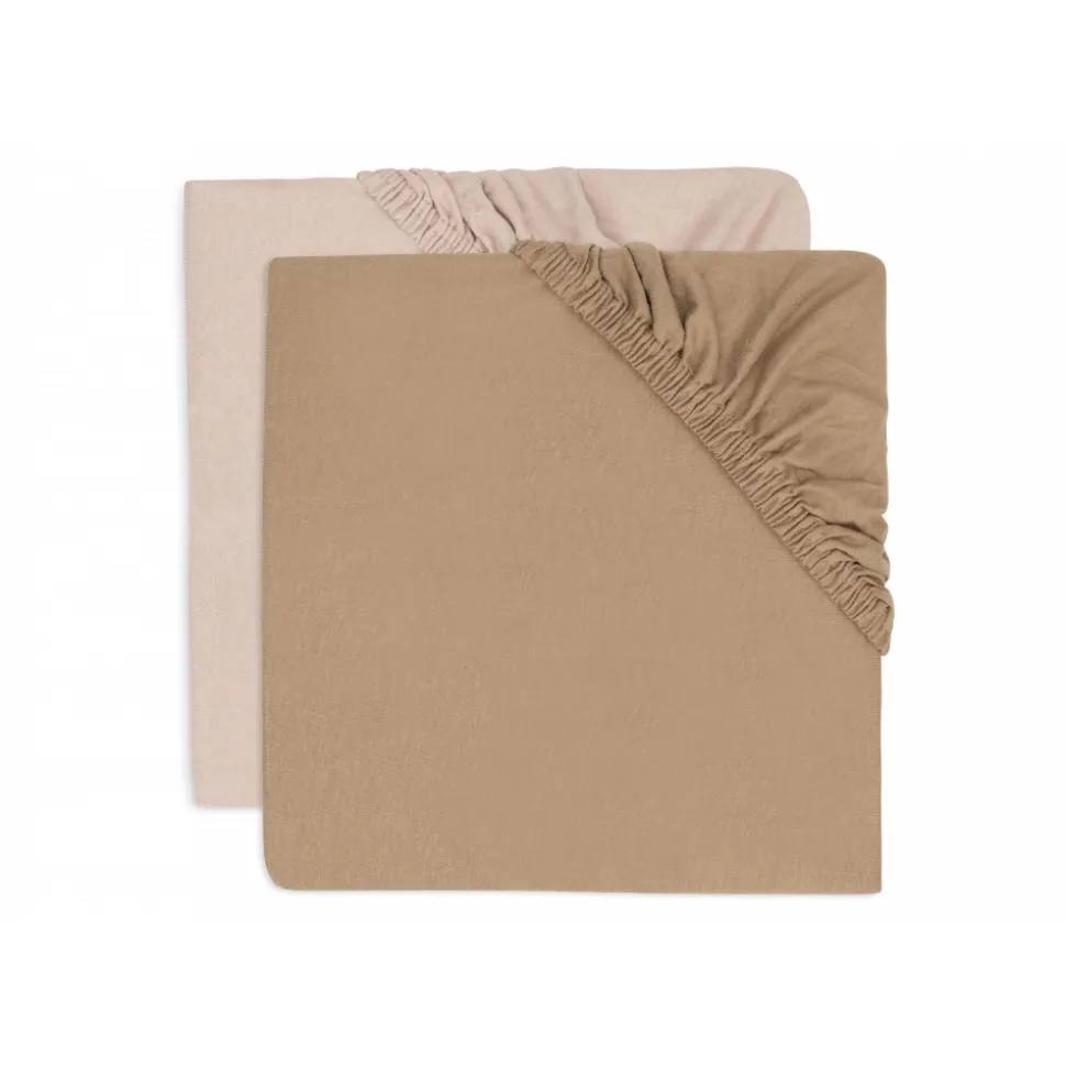 Lot de 2 draps housses 40x80 cm jersey wild rose et biscuit