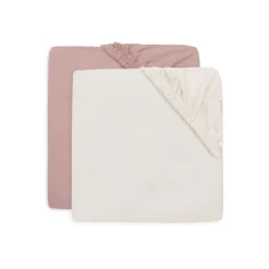 Lot de 2 draps housses 40x80 cm jersey wild rose et ivory