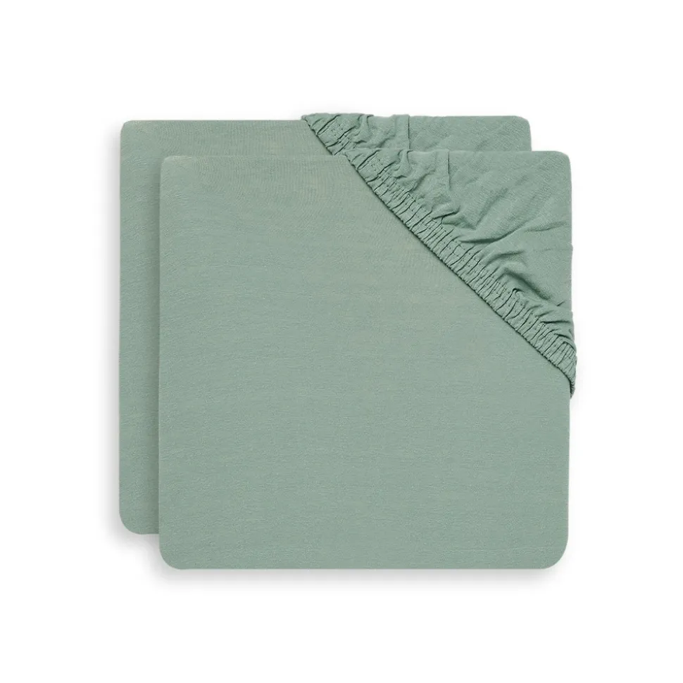 Lot de 2 draps housses 75 x 95 cm jersey pour tapis de parc ash green