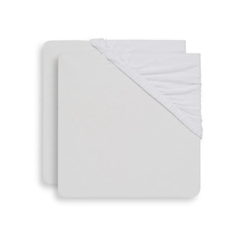 Lot de 2 draps housses 60x120 cm jersey white
