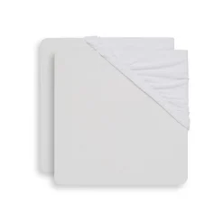 Lot de 2 draps housses 75 x 95 cm jersey pour tapis de parc white