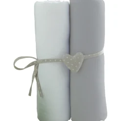Lot de 2 draps housse 60x120cm blanc et gris