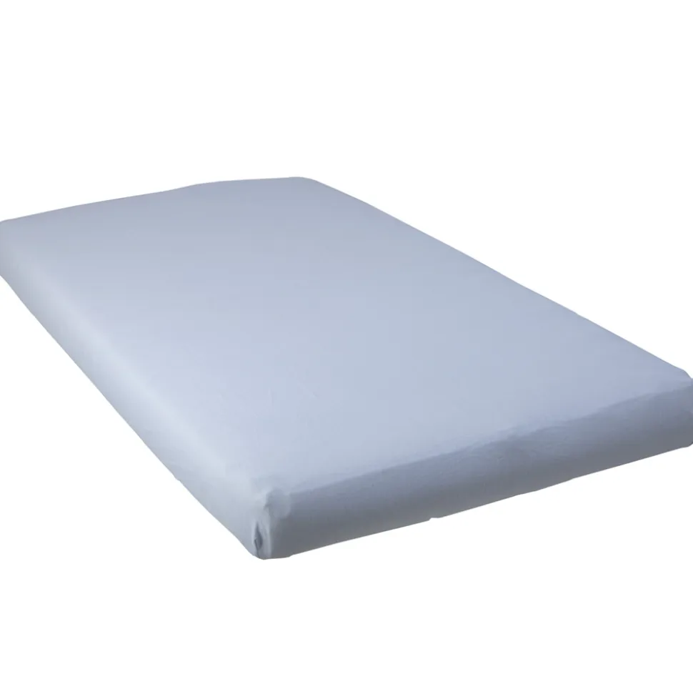 Lot de 2 draps housse 60 x 120 cm bleu ciel / blanc