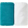 Lot de 2 draps housse 70 x 140 cm bleu tropical / blanc