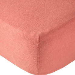 Lot de 2 draps housse 60 x 120 cm terracotta / blanc