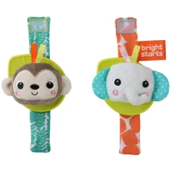Lot de 2 hochets bracelet éléphant & singe