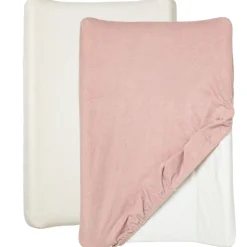 Lot de 2 housses matelas à langer 50 x 70 cm blanc - rose