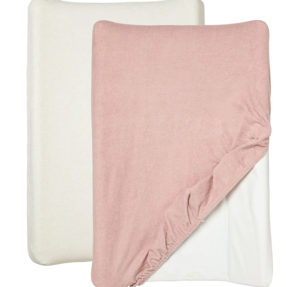 Lot de 2 housses matelas à langer 50 x 70 cm blanc - rose