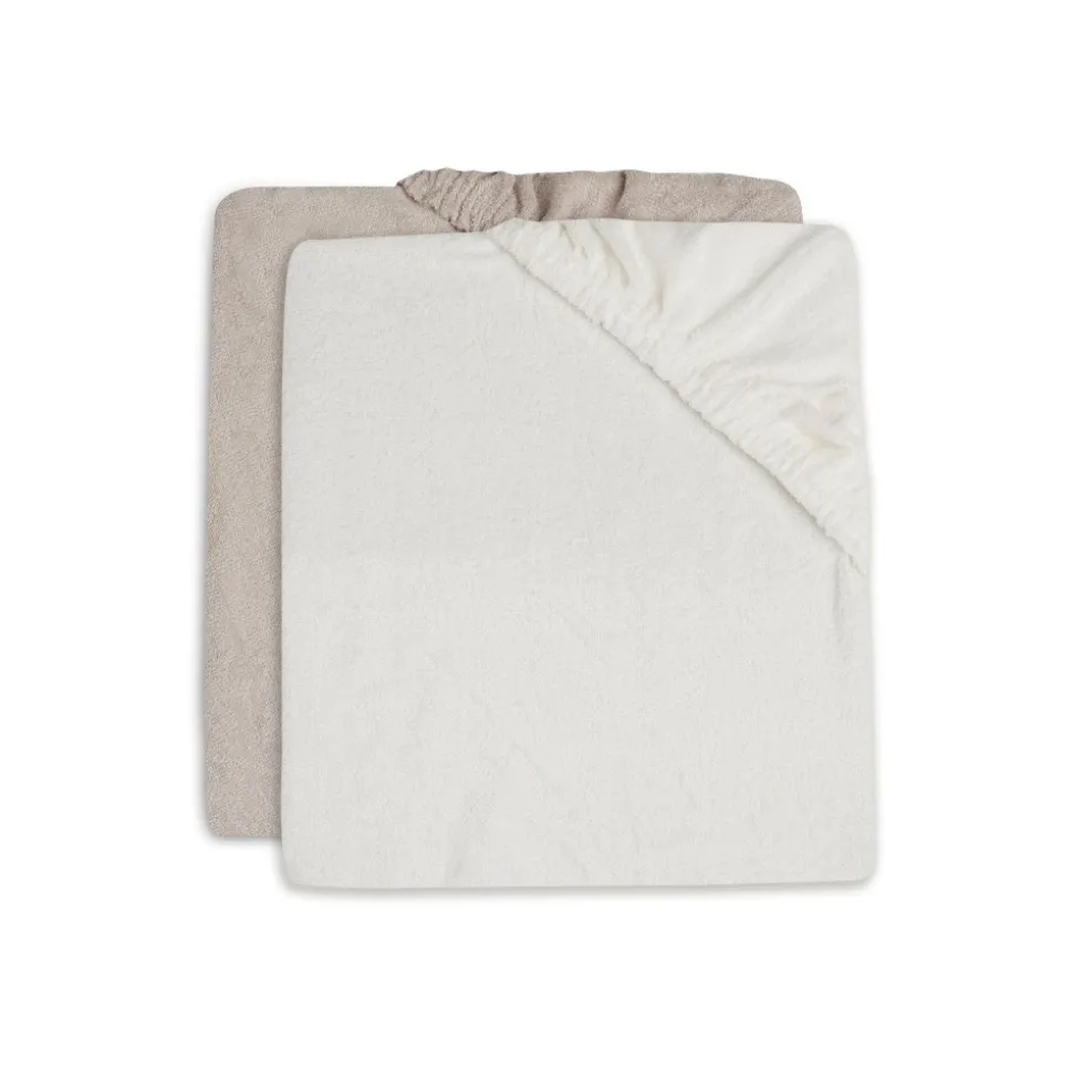 Lot de 2 housses matelas à langer éponge 50 x 70 cm ivoire et nougat