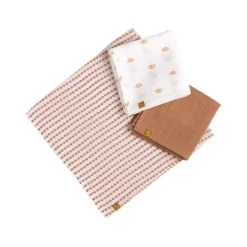 Lot de 3 langes coton bio 70 x 70 sunlight