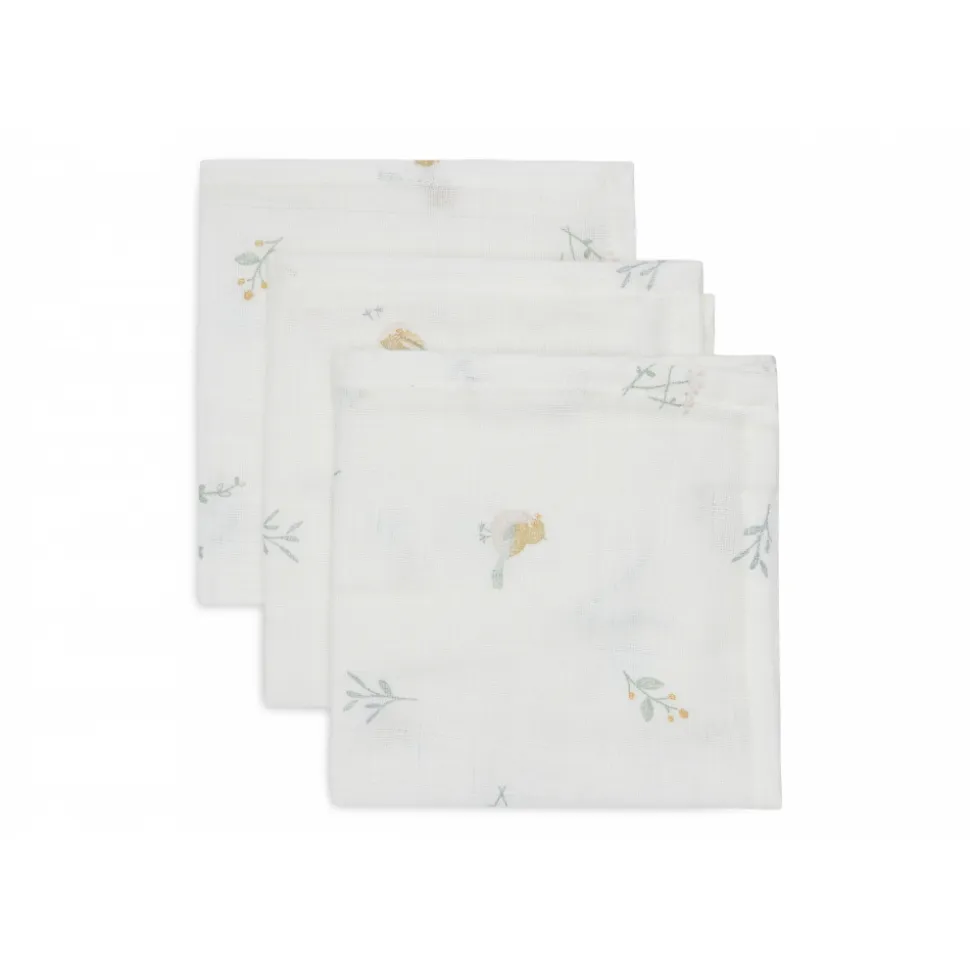 Lot de 3 langes en coton 31 x 31 cm lovely birds