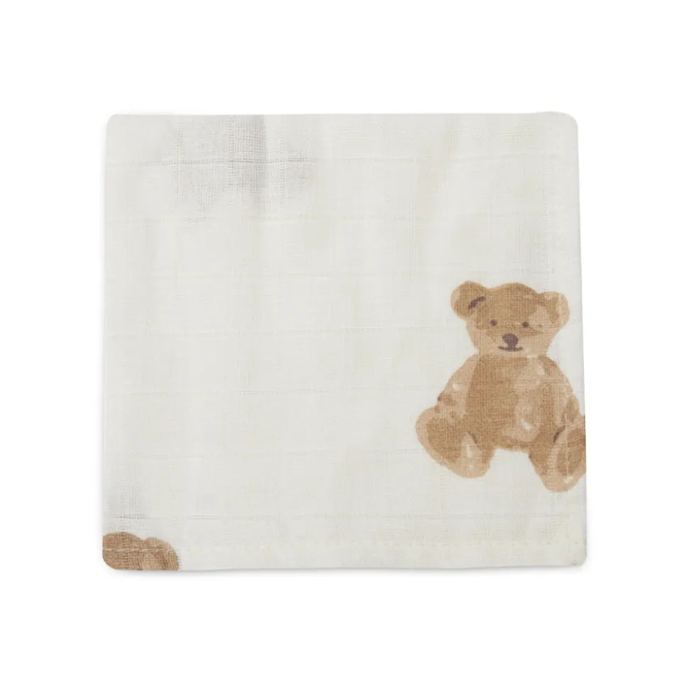 Lot de 3 langes en coton 31 x 31 cm teddy bear