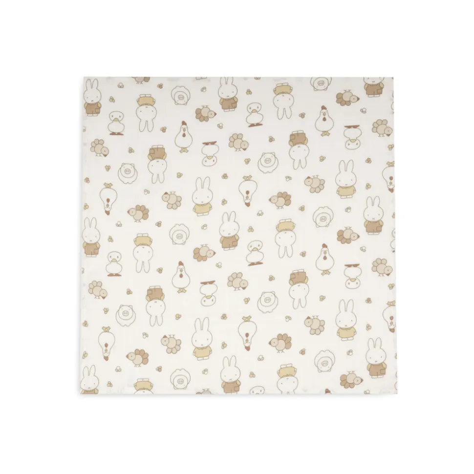Lot de 3 langes gaze de coton 70 x 70 cm miffy family farm