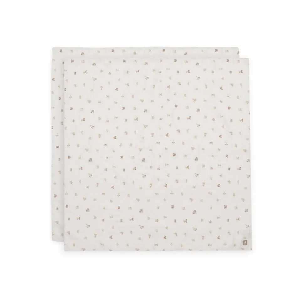 Lot de 2 langes gaze de coton 115 x 115 cm animal friends