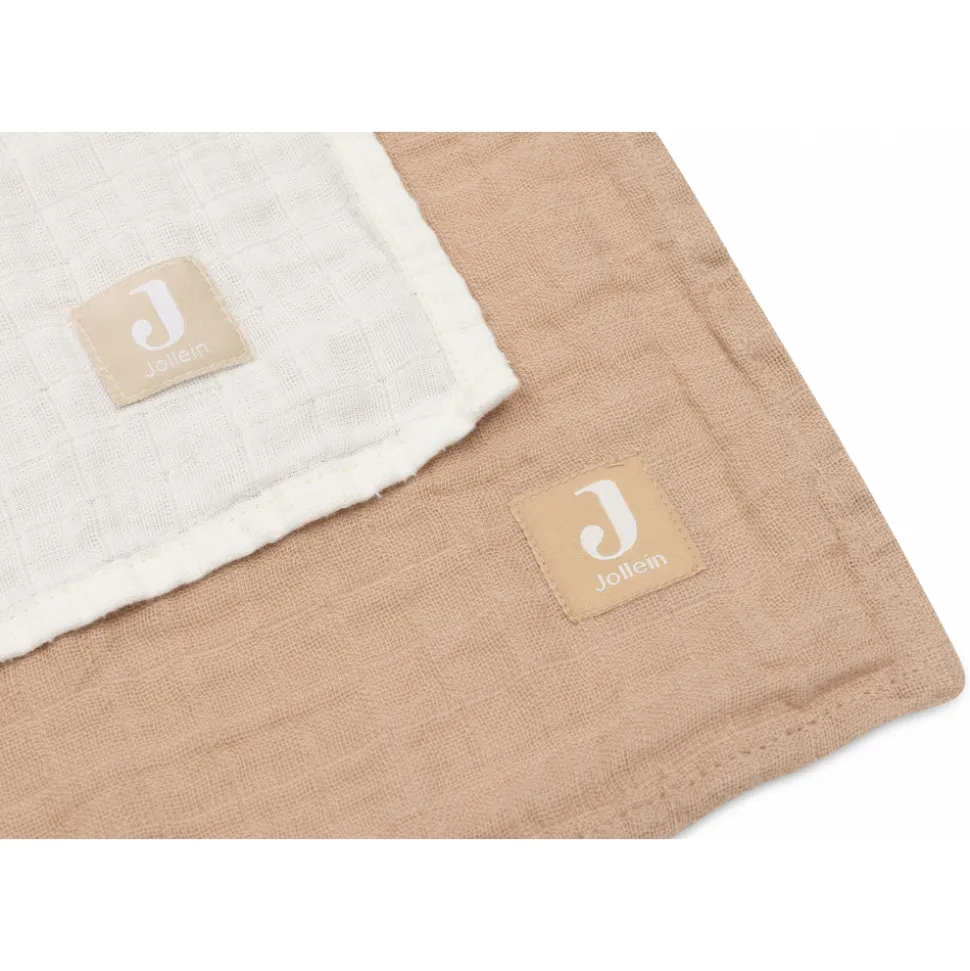 Lot de 2 langes gaze de coton 115 x 115 cm biscuit & ivoire