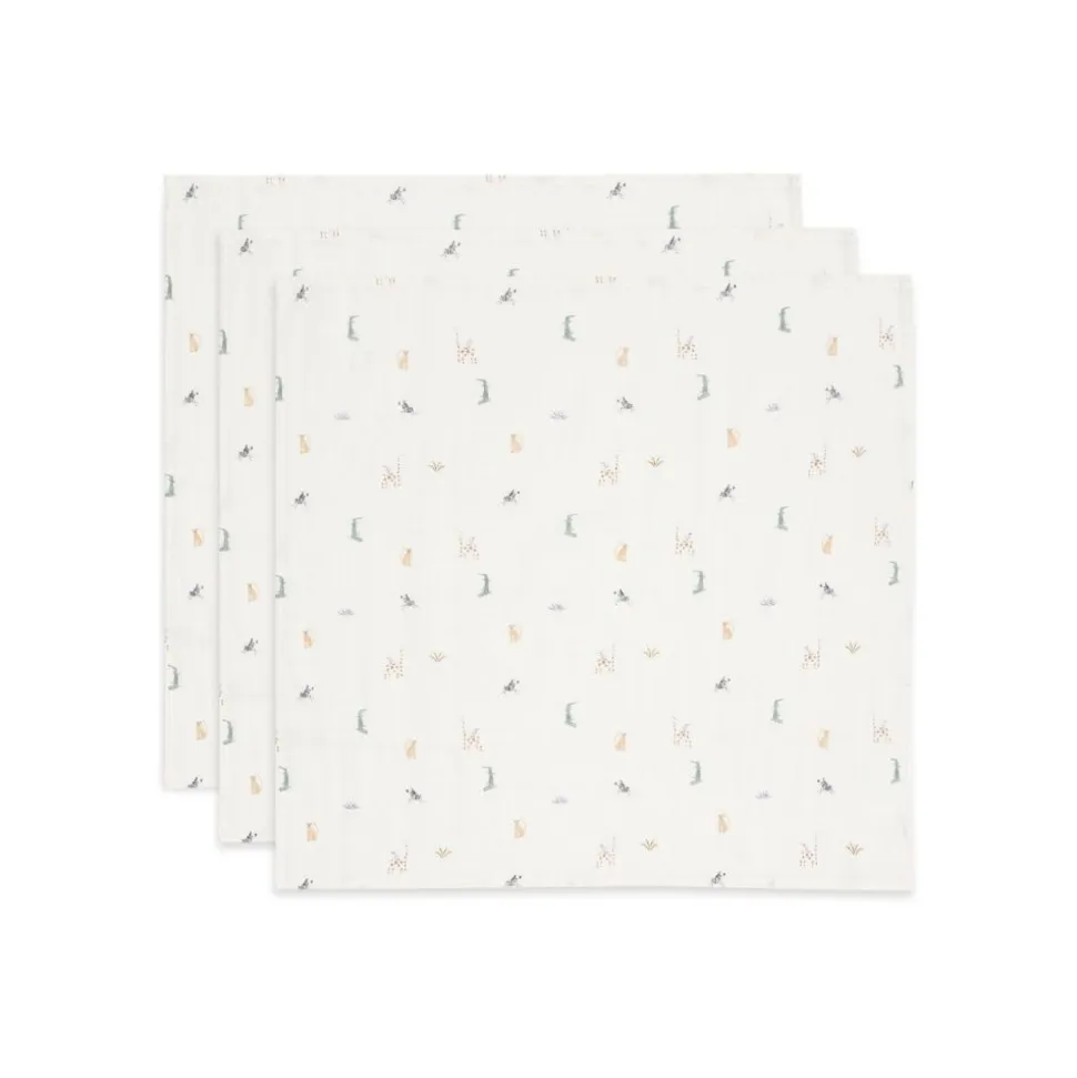 Lot de 3 langes gaze de coton 70 x 70 cm jungle jambo