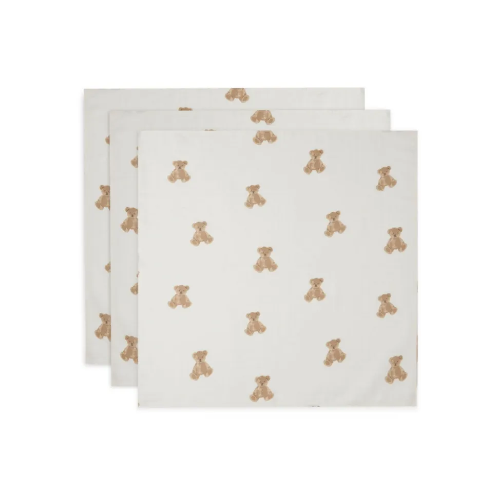 Lot de 3 langes gaze de coton 70 x 70 cm teddy bear