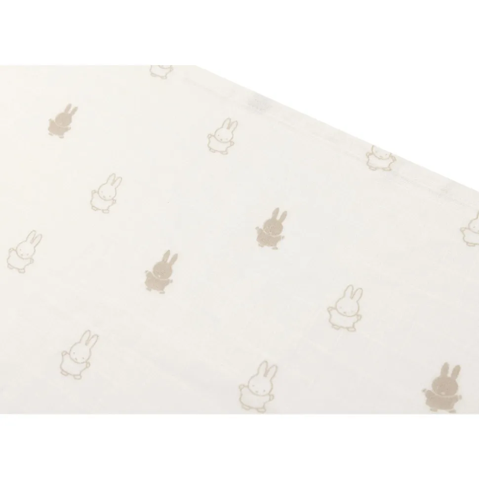Lot de 3 langes gaze de coton 70 x 70 cm happy miffy nougat