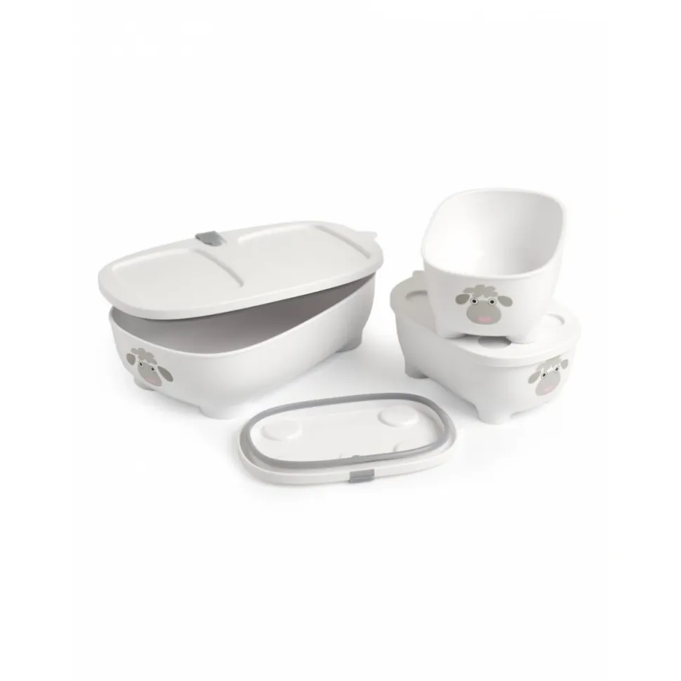 Lot de 3 lunch box empilables bentomal blanc mouton