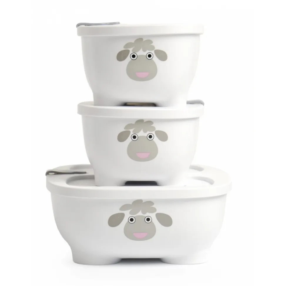 Lot de 3 lunch box empilables bentomal blanc mouton