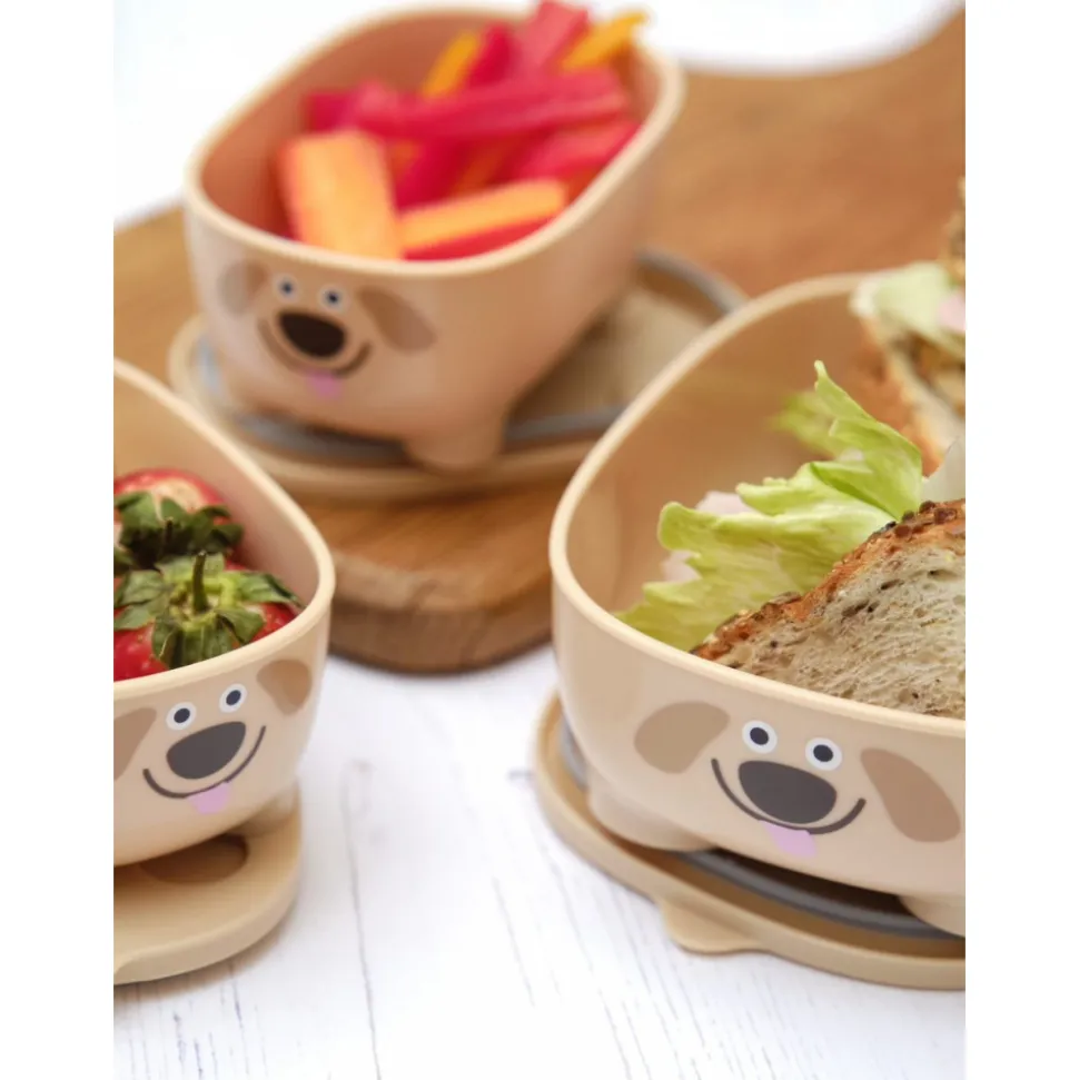 Lot de 3 lunch box empilables bentomal beige chien