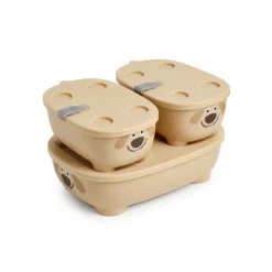 Lot de 3 lunch box empilables bentomal beige chien
