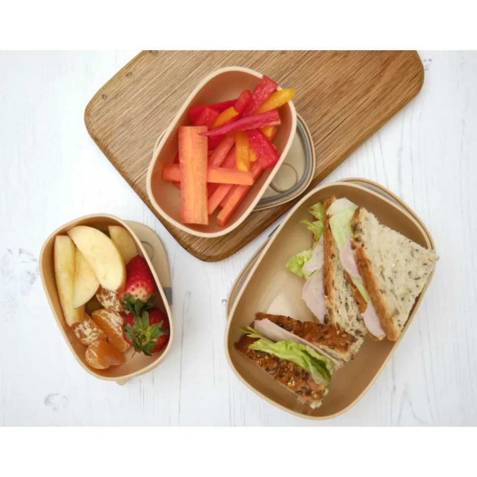 Lot de 3 lunch box empilables bentomal beige chien
