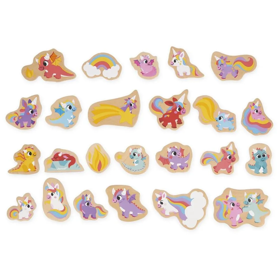 Lot de 24 magnets licornes et dragons