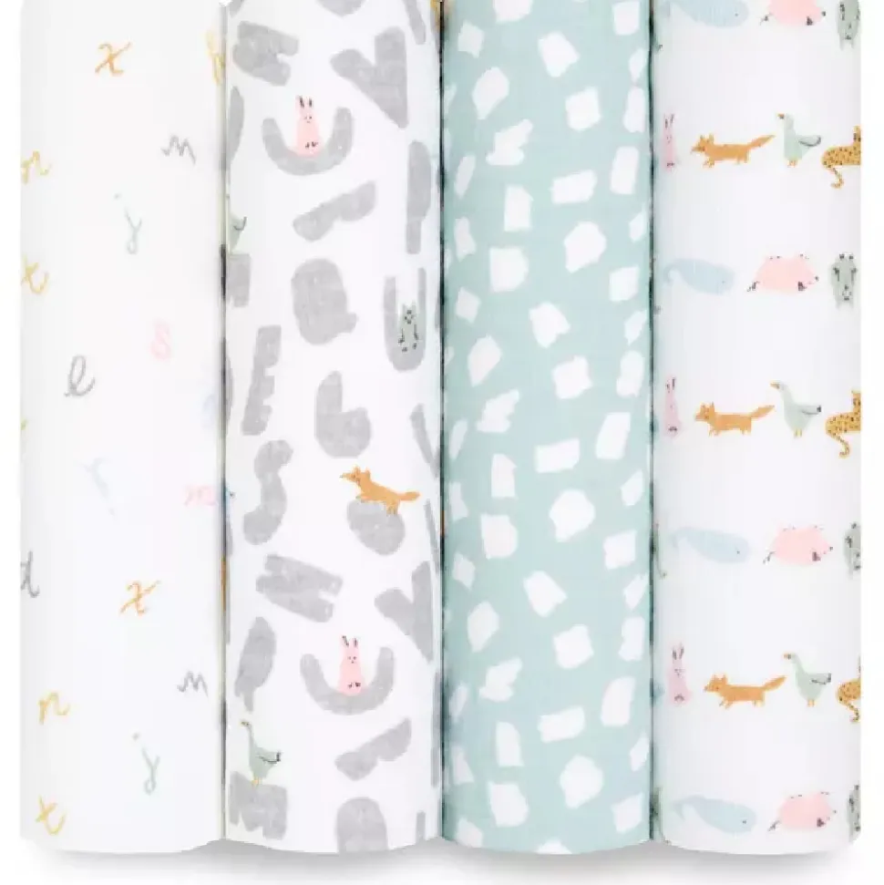 Lot de 4 maxi-langes alphabet et animaux