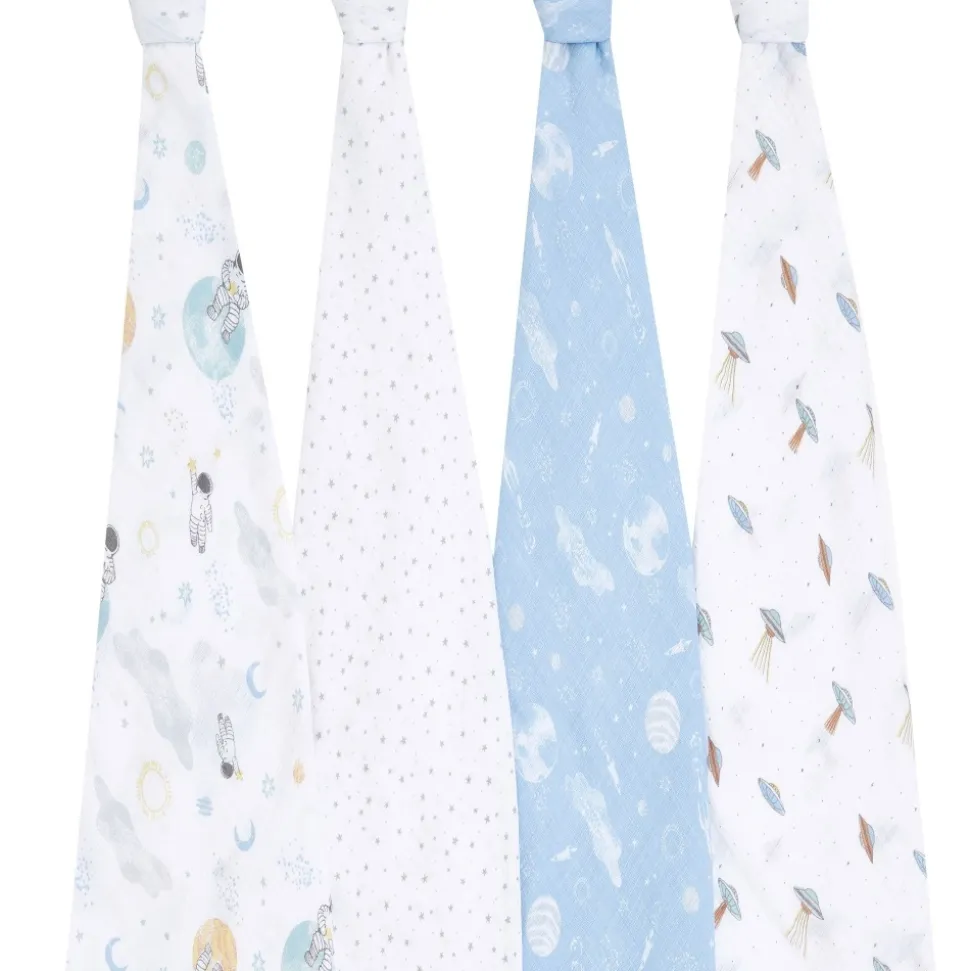 Lot de 4 maxi-langes en mousseline de coton space explorers