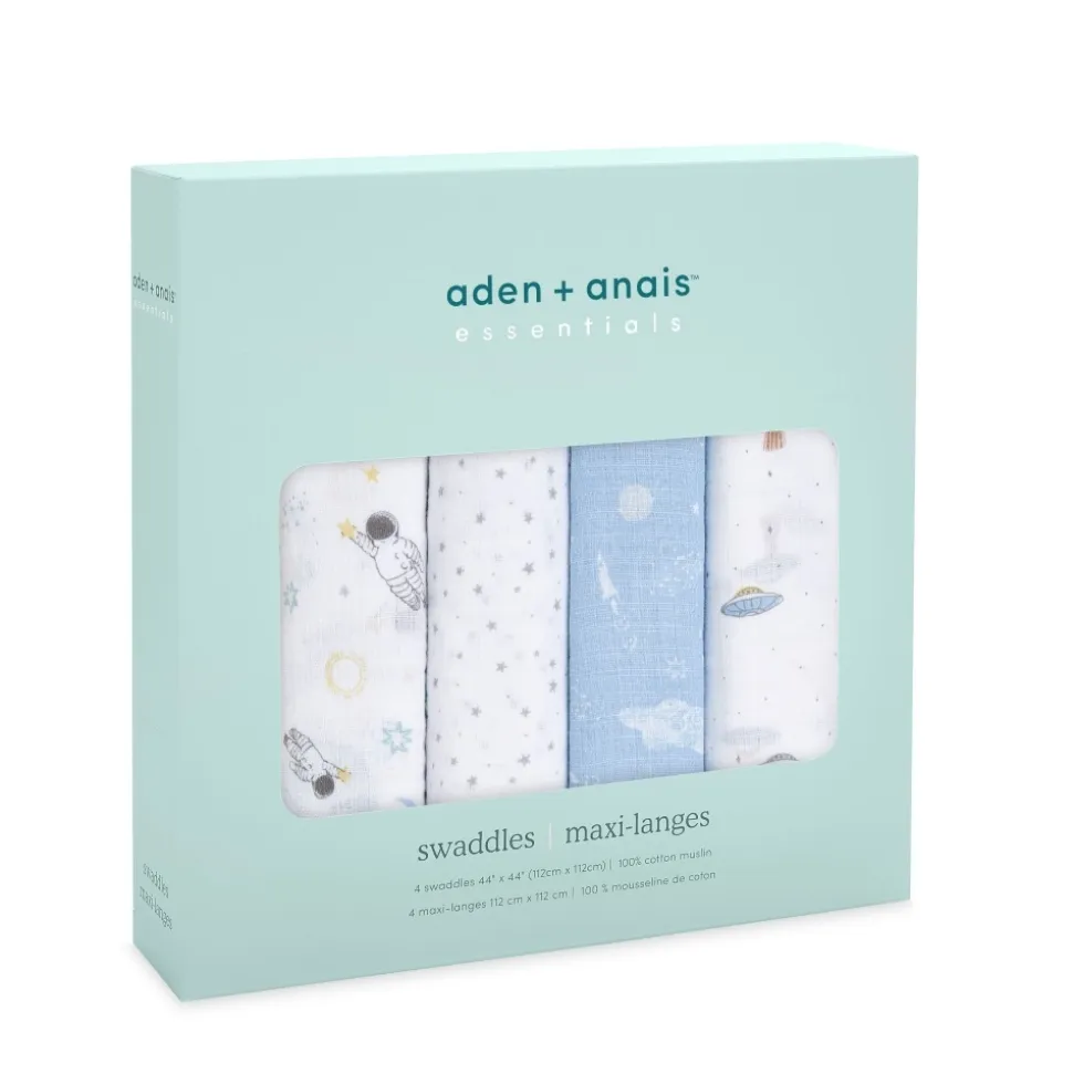 Lot de 4 maxi-langes en mousseline de coton space explorers