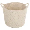 Lot de 3 paniers coton lurex beige