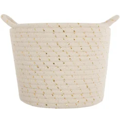 Lot de 3 paniers coton lurex beige