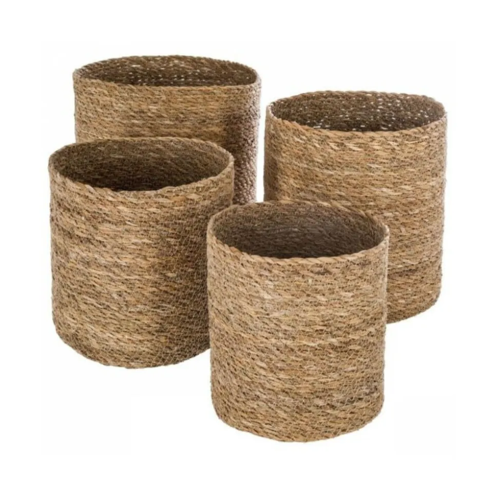 Lot de 4 paniers de rangement en roseau