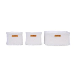 Lot de 3 paniers de rangement à suspendre teddy écru