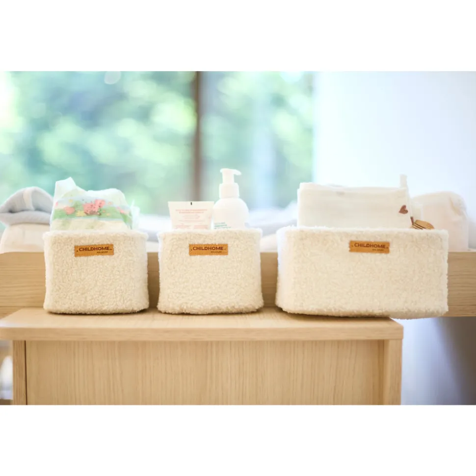 Lot de 3 paniers de rangement à suspendre teddy écru