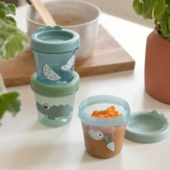 Lot de 3 pots de conservation croco vert
