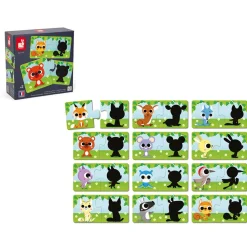Lot de 12 puzzles de 2 pièces les animaux et leur ombre