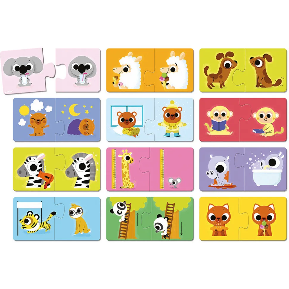 Lot de 12 puzzles de 2 pièces les contraires