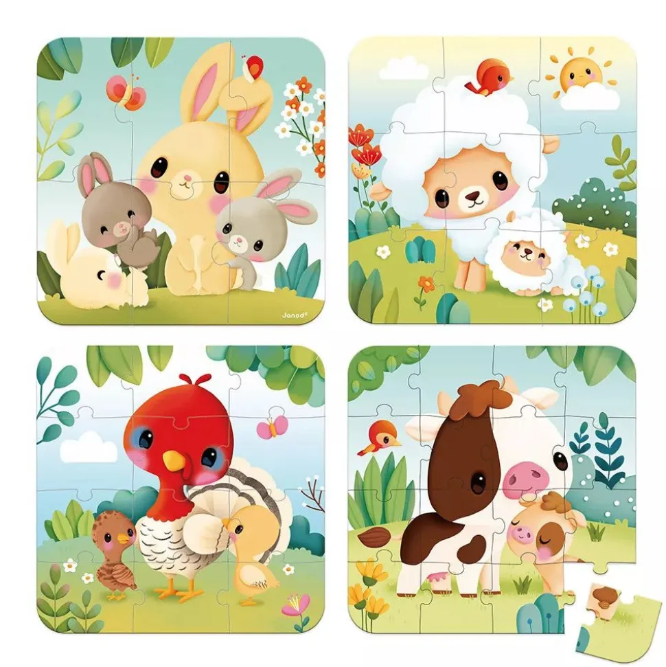 Lot de 4 puzzles évolutifs animaux de la ferme