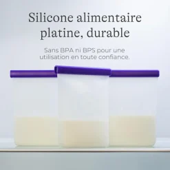 Lot de 5 sachets de conservation de lait maternel en silicone réutilisable