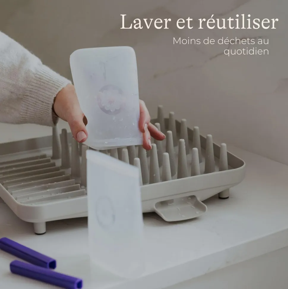Lot de 5 sachets de conservation de lait maternel en silicone réutilisable