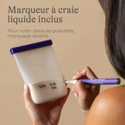 Lot de 5 sachets de conservation de lait maternel en silicone réutilisable