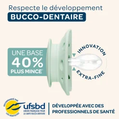 Lot de 2 sucettes anatomiques 0-6 mois essentielle vert et beige