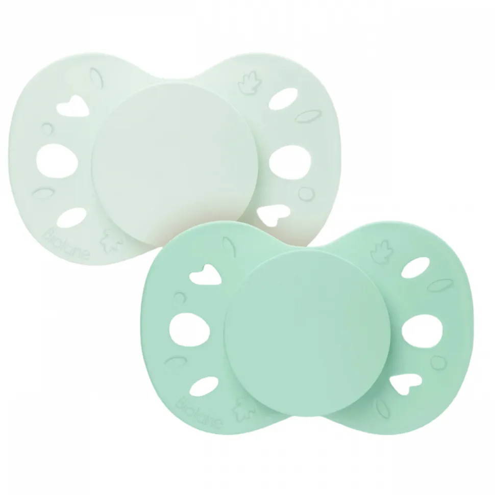 Lot de 2 sucettes anatomiques 18 mois+ essentielle vert clair et foncé