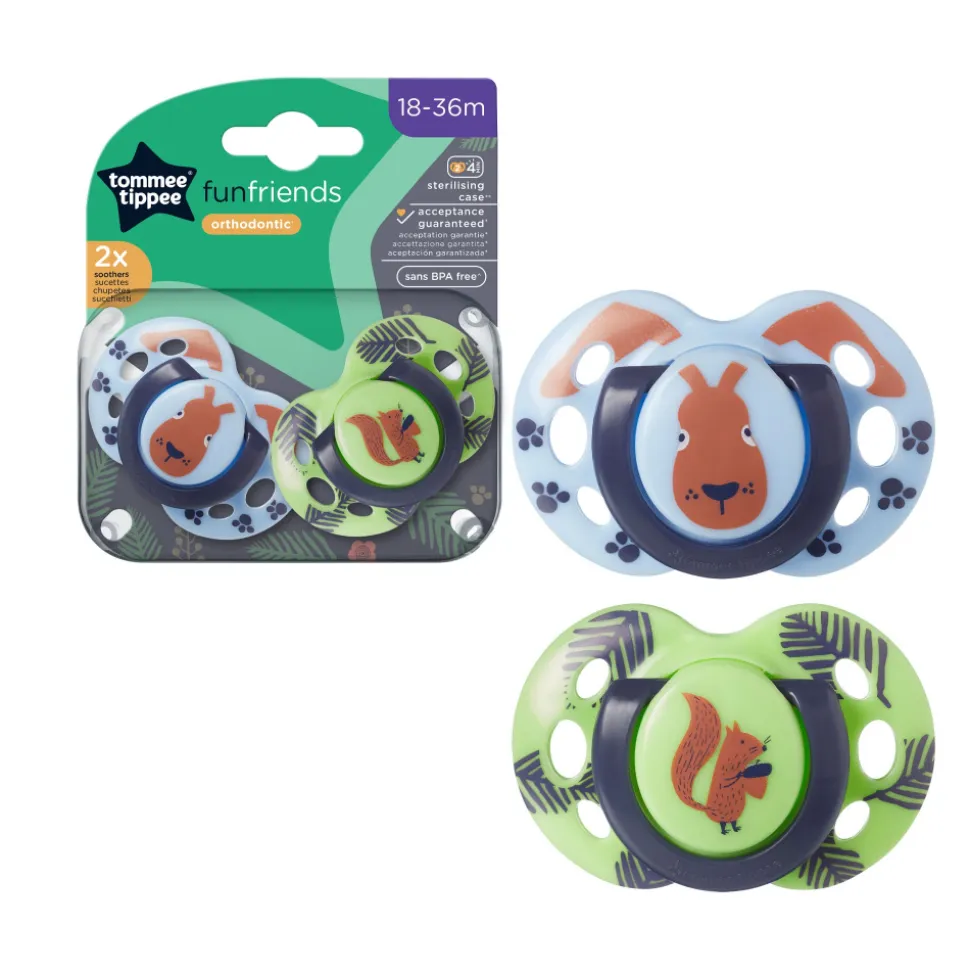 Lot de 2 sucettes closer to nature fun 18-36 mois