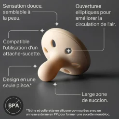 Lot de 4 sucettes imitant le sein maternel 0-6 mois